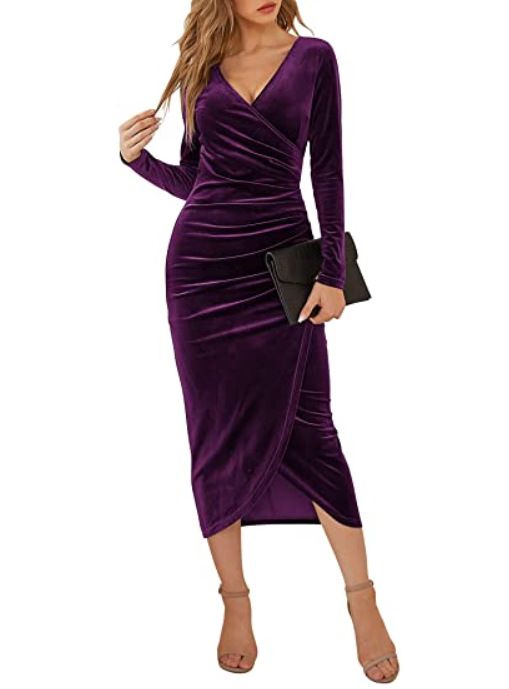 Women's Clothing v Neck Hip Sexy Length Dress Cocktail Party Evening Dress_ecoleips.com