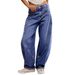 Women's Straight Leg Jeans European American Style Topstitching Street Style Loose Wide Leg Trousers For Women_ecoleips.com