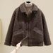 Women's Short Teddy Fleece Jacket – Cozy Polo Collar Cropped Coat, Winter Plush Outerwear (4 Colors, S-3XL)_ecoleips.com