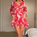 Women's Clothing Summer New Style Temperament Design V-neck Wood Ear Edge Printed Waist Dress_ecoleips.com