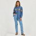 K Retro Denim Collar Shirt, Fashionable Wild Horse Print Denim Jacket_ecoleips.com