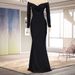 Women's Elegant Evening Gown Long Sleeve Solid Color V‑Neck With High Slit For Nightclub Autumn Winter Wear_ecoleips.com