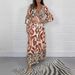 Women's Clothing Autumn Fashion Printed V Neck Ethnic Dress_ecoleips.com