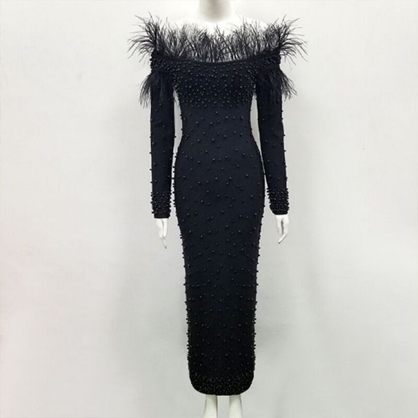 Women's Beaded Wrap Hip Sexy Dresses New Evening Gowns_ecoleips.com
