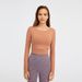 Women's Clothing Chest Pad Sports Long Sleeved T Shirt Fashionable Short Outdoor Running Slim Yoga Top_ecoleips.com