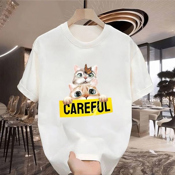 New Cotton Fashion Sense Printing Short-sleeved T-shirt Unisex Men Summer Tide Loose Hundred Tops_ecoleips.com