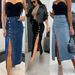 Women's Clothing Cross Border Women's Clothing Button Irregular Slit Half Length Denim Skirt High Waist Sexy Slim Hip Skirt Spot_ecoleips.com