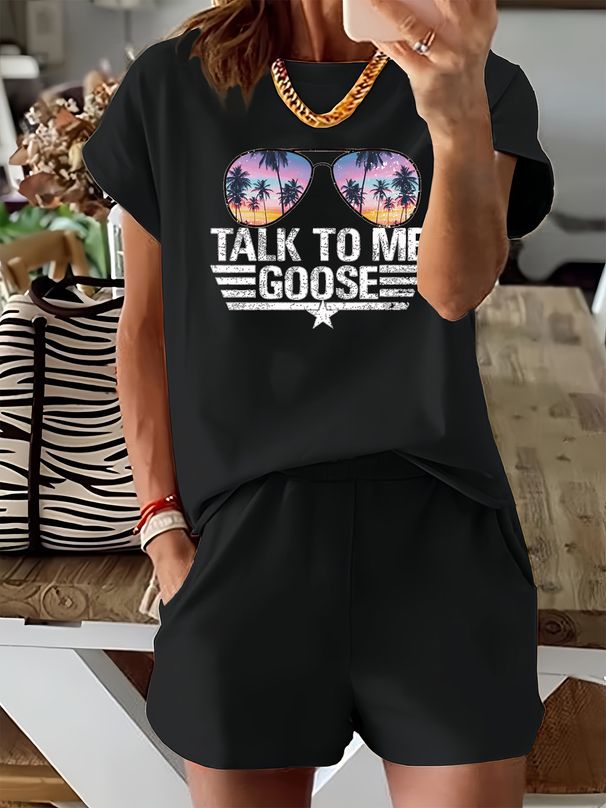 Women’s 2 Piece Outfit Set – Oversized Graphic T-Shirt And Biker Shorts Matching Set, Casual Summer Lounge Tracksuit For Daily Wear-355_ecoleips.com