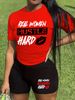 S-5XL Plus Size Sets Women's Clothing Casual Printed Two-Piece Set Short Sleeve Shorts Outfit Personalized Fashionable Summer Ensemble_ecoleips.com