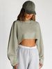 Off-the-shoulder Round-neck Pullover For European Women, Short Style, Sporty Base Layer Shirt With Long Sleeves_ecoleips.com