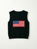 Women Lightweight Breathable Thin Vertical Rib Knit Tank Top, Crew Neck Sleeveless US Flag Patch Print Loose Fit Summer Casual Knitted Camisole_ecoleips.com