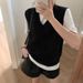 Oversized Knit Vest For Women – Vintage V-Neck Cardigan Layering Piece (White/Camel/Black/Gray, One Size Fits Most)_ecoleips.com
