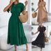 2026 Spring/Summer European And American Casual Ruffled Short-Sleeve Gathered Waist Long Skirt Cross-Border_ecoleips.com