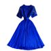 Elegant French Style Lace Trimmed round Neck Dress for Women Slimming Flattering Pleated Maxi Skirt Perfect for Summer_ecoleips.com