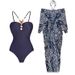 Women's Beaded One-Piece Swimsuit - Textured Fabric Elegant Bathing Suit_ecoleips.com