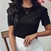Women's Clothing New Square Neck Puff Sleeves Sweet Bow Backless Short Sleeved Top_ecoleips.com