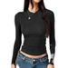 Y2k Hot Girl Style Summer Solid Color Long-Sleeved T-Shirt For Women's Autumn And Winter Fashion And Slimming_ecoleips.com