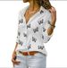 Women's Multicolor Butterfly Print Loose Lapel Shirt Long Sleeve Casual Top Fashionable Stylish_ecoleips.com