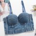 European And American Style Denim Camisole Vest Women, Backless Bra, Outerwear, Fishbone Hot Girl Top, Versatile_ecoleips.com