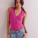 Women's Clothing Women's Tops Tight V Neck Ribbed Knitted Sleeveless Vest_ecoleips.com