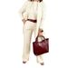 Women's 3-Piece Outfit Set - Long Sleeve Round Neck Top & Comfort Pants (Optional Belt) - Pure Color Casual Suit For Streetwear & Daily Wear_ecoleips.com