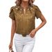 2026 Spring/Summer European And American Foreign Trade Half-Open Collar Short-Sleeve Shoulder Pleated_ecoleips.com