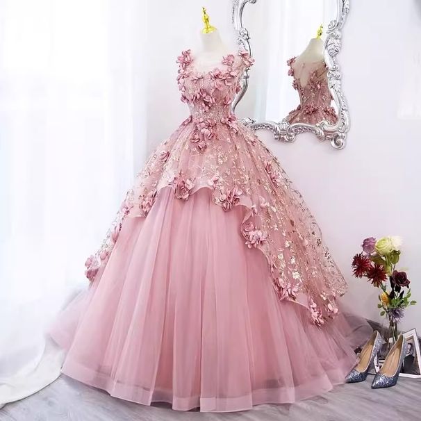 Women's Clothing Paste Pink High End Performance Costumes Adult Ceremony Evening Dress Catwalk Host Slim Wedding Dress_ecoleips.com