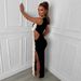 Women's Clothing Sexy Sleeveless Hollow Side Slit Long Flower Dress_ecoleips.com
