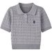 Women's Summer New Slim Fit Short Knit Top With Embroidered Bear Cable Knit Collar Sweater Versatile Top_ecoleips.com