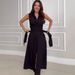 Women's Clothing Summer New Two Piece Long Skirt V Neck Sleeveless Solid Color Waist Dress_ecoleips.com