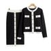 Women's haute couture French socialite knit suit slim coat skirt two-piece set_ecoleips.com