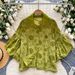 Women's Clothing Light Luxury Palace Style Shirt For Women Fashionable Heavy Nail Diamond Hollow Embroidery Lantern Sleeve Tops All Match Shirt_ecoleips.com
