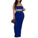Women's Clothing Sexy Tube Top And Suspender Hollow Long Dress Suit New Fashion Belly Revealing Slim Suit_ecoleips.com
