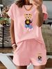 Women’s 2 Piece Outfit Set – Oversized Graphic T-Shirt And Biker Shorts Matching Set, Casual Summer Lounge Tracksuit For Daily Wear-320_ecoleips.com