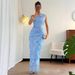 Women's Fashion Long Dress Irregular Neckline Slim Fit Three Dimensional Floral Sleeveless Cross Border Trade_ecoleips.com
