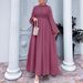 Modest Evening Dress Middle Eastern Ethnic Style Muslim Dress Lace Trimmed Lantern Sleeve Fitted Waist Bestseller Women's Clothing_ecoleips.com