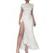 Women's sexy waist twisted slit short sleeve dress_ecoleips.com
