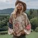 Women's 3D Printed round Neck Long Sleeve Retro Bohemian Top Hot Selling Cross Border New 2025_ecoleips.com