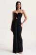 Women's Clothing Elegant European American Style Women's Dress Strapless Ruched Details Backless Long Design Cinched Waist_ecoleips.com