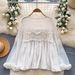 Women's Chiffon Blouse V Neck Tie Waist Lantern Sleeve Thin Mesh Shirt French Gentle Style 2025 Autumn New Selected Top_ecoleips.com