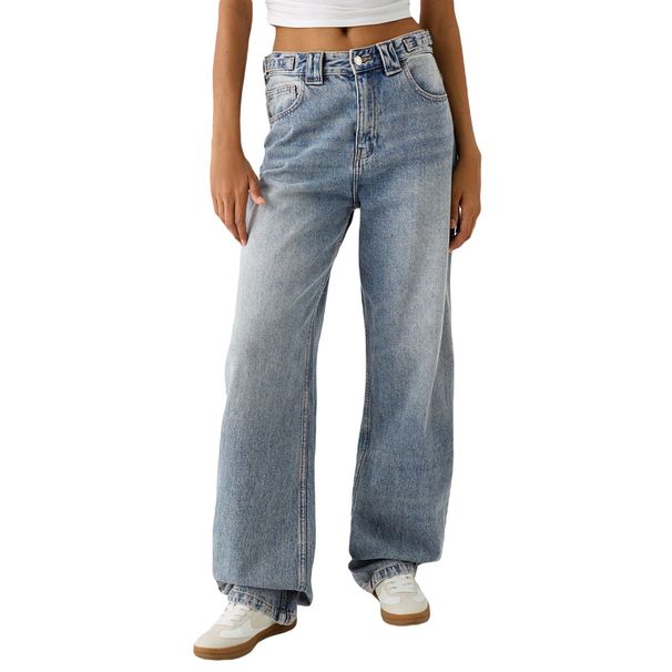 Relaxed Fit High Waist Wide Leg Jeans For Women - Vintage Washed Denim Pants With Stretch Comfort, Streetwear Style, Plus Size Friendly_ecoleips.com