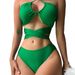 Women's Clothing Hollow-Out Bikini Set Three-Piece Swimsuit Backless Swimwear_ecoleips.com