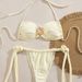 Women's Clothing Summer Beach Leisure Basic All Match Metal Jewelry Bandeau Bikini Swimsuit Solid Color Bikini Set_ecoleips.com