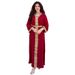 Elegant Muslim Abaya Dress With Color Blocking & Embroidery - Modest Long Sleeve Maxi Dress For Women (Available In Black/Red/Green/White/Blue)_ecoleips.com