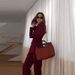 2025 New Women's V-Neck Slim Waist Fashion Button Long Sleeve Set_ecoleips.com