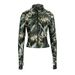 AD754 European And American Fashion Hot Girl Design Retro Camouflage Branch Pattern Slim-fit Casual Zip-up Sweatshirt_ecoleips.com