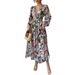 Women's Clothing Temperament Elegant Style Printed V Neck Waist Dress Women's Clothing Spring And Summer_ecoleips.com