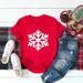 European And American Cross-border Foreign Trade Clothing Christmas Snowflake Round-neck Printed Women's Short-sleeve_ecoleips.com