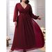 Women's Plus Size V Neck Long Sleeve Appliqué Elegant Evening Dress Prom Dress Party Dress Bridesmaid Dress_ecoleips.com