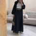 Autumn/Winter Casual Loose Fitting Tie up Printed Suit Jacket And Long Skirt Set for Women Fashionable Pant Outfit_ecoleips.com